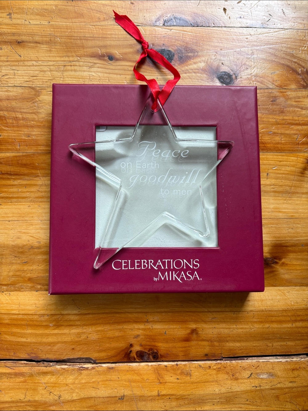Mikasa Christmas Holiday Ornament "Peace On Earth Good Will To Men" New In Box